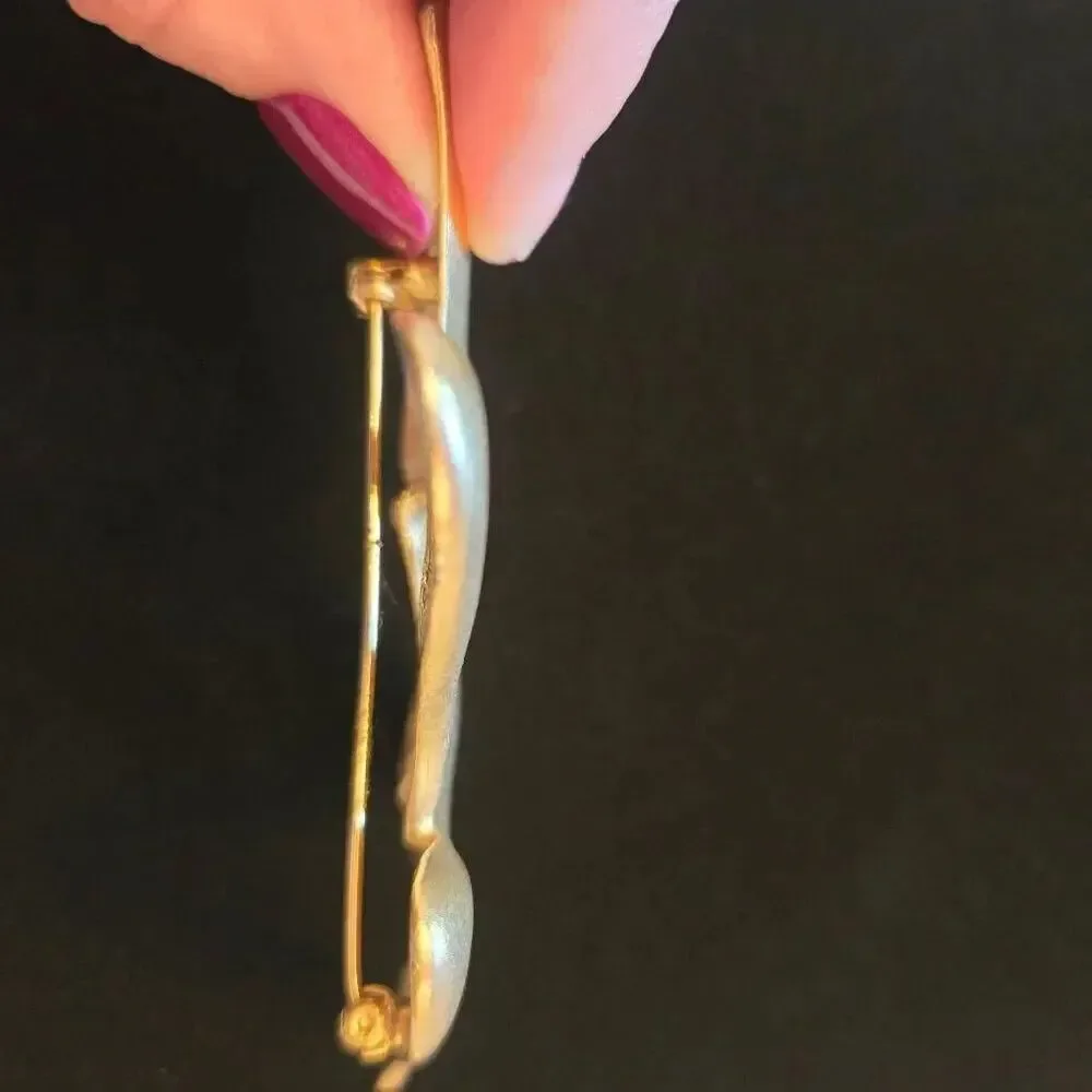 Vintage Brushed Gold Squiggle Pin Brooch